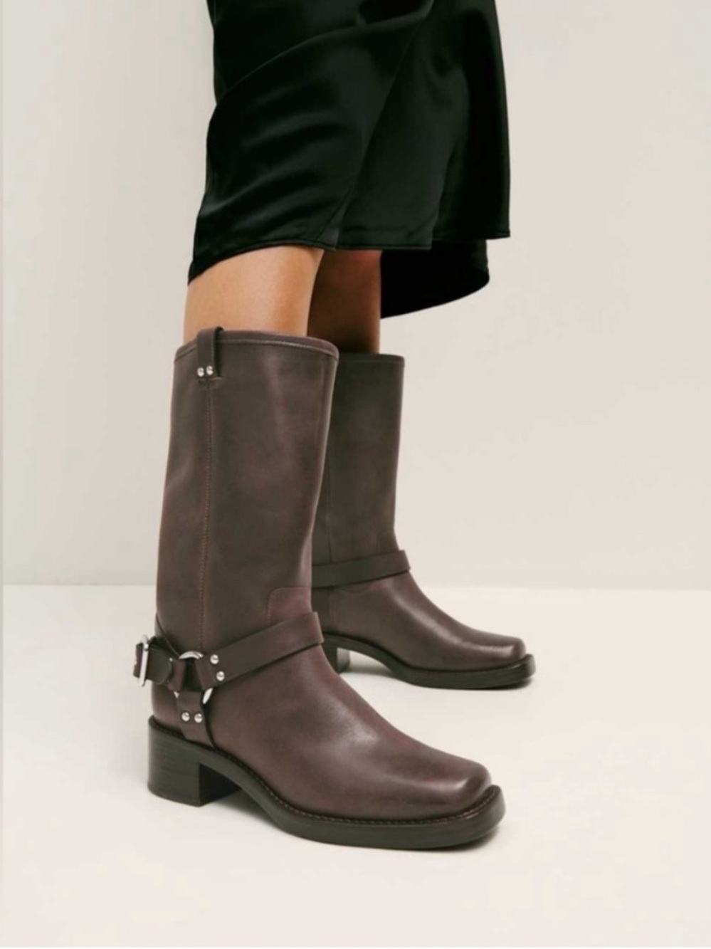 Reformation Francesca Moto Boots in Distressed Brown Size 7